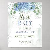 Greenery Blue is een Baby shower-welkomstteken Poster (Voorkant)