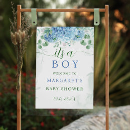 Greenery Blue is een Baby shower-welkomstteken Poster