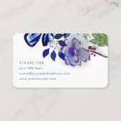 Greenery Blue Paars Floral Typografie Visitekaartje (Achterkant)