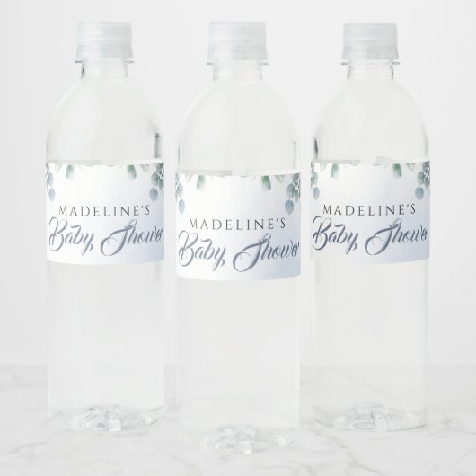 Greenery Blue Waterverf Water Fles Label Waterfles Etiket (Flessen)