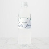 Greenery Blue Waterverf Water Fles Label Waterfles Etiket (Voorkant)