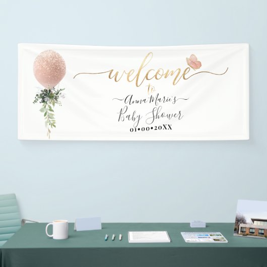 Greenery Blush Glitter Ballon Elk evenement welkom Spandoek (Beurs)