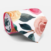 Greenery Blush Peach Floral Pattern Stropdas (Opgerold)