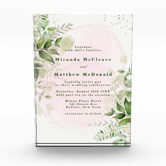 Greenery Blush Pink Airy Keepomwille Wedding Invit Fotoblokken (Voorkant)