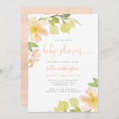 Greenery & Blush Pink Floral Script Baby shower Kaart (Voorkant / Achterkant)