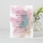 Greenery Blush Pink Waterverf Abstract huwelijk Kaart (Staand voorkant)