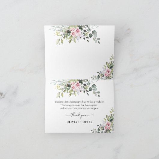 Greenery Blush Roze Baby shower Dank u kaart (Binnen)