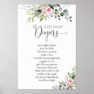Greenery Blush Roze Baby shower Poster