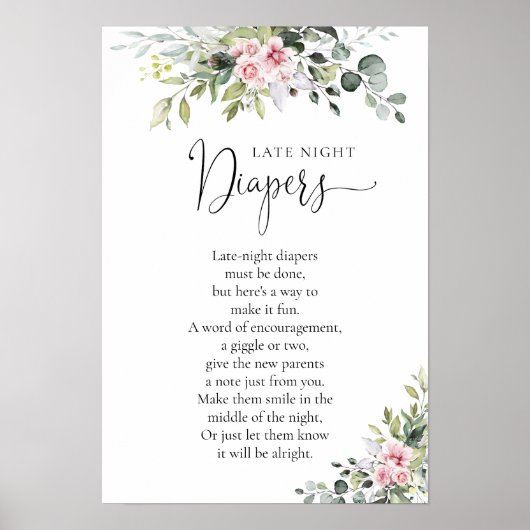 Greenery Blush Roze Baby shower Poster (Voorkant)