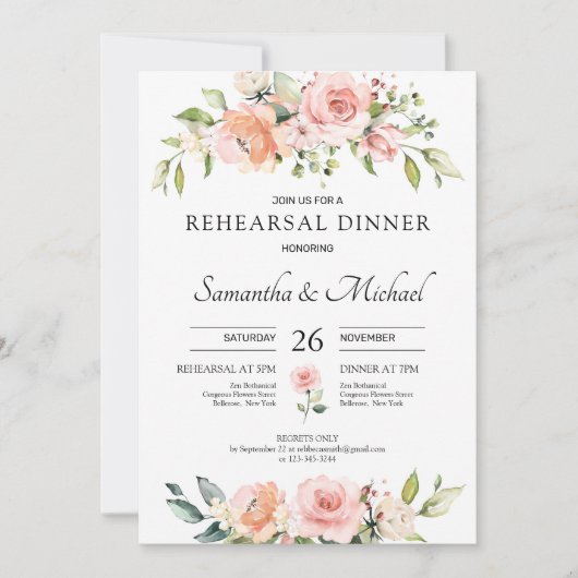 Greenery blush roze floral boho reheardiner kaart (Voorkant)