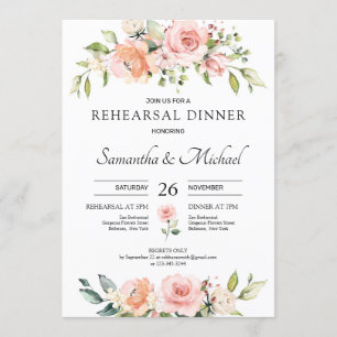 Greenery blush roze floral boho reheardiner kaart