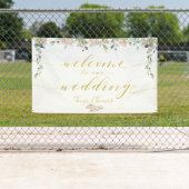 Greenery & Blush Roze Goud Kalligrafie Welkom Spandoek (Insitu)