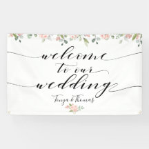 Greenery & Blush Roze Zwarte Kalligrafie Welkom