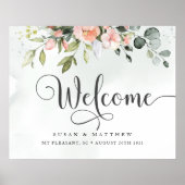 Greenery Blush Wedding Welcome Sign Poster (Voorkant)