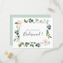 Greenery blush zal je mijn Bridesmaid-kaart zijn Uitnodiging Briefkaart
