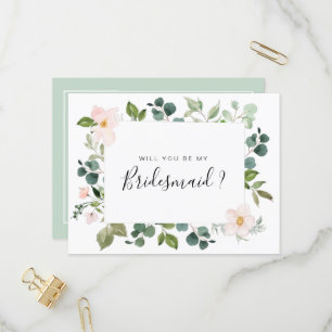 Greenery blush zal je mijn Bridesmaid-kaart zijn Uitnodiging Briefkaart