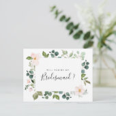 Greenery blush zal je mijn Bridesmaid-kaart zijn Uitnodiging Briefkaart (Staand voorkant)