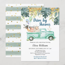 Greenery boerderij animal boy baby shower-uitnodig kaart