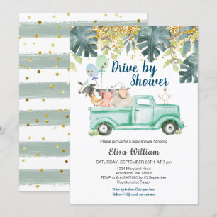 Greenery boerderij animal boy baby shower-uitnodig kaart