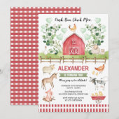 Greenery Boerderij Barnyard Animals Birthday Bash Kaart (Voorkant / Achterkant)