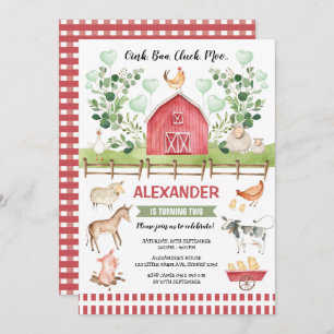 Greenery Boerderij Barnyard Animals Birthday Bash Kaart