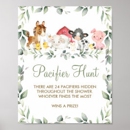 Greenery Boerderij Barnyard Animals Pacifier Hunt  Poster