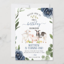 Greenery Boerderij Birthday Invitation with Flower