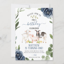 Greenery Boerderij Birthday Invitation with Flower Kaart