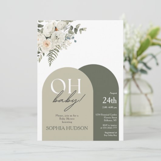 Greenery Boho Baby shower Kaart (Staand voorkant)