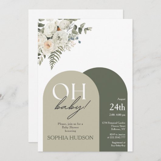 Greenery Boho Baby shower Kaart (Voorkant / Achterkant)