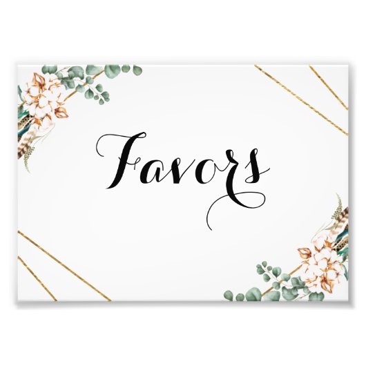 Greenery Boho Cotton Eucalyptus Glitter Favor Sign Foto Afdruk (Voorkant)