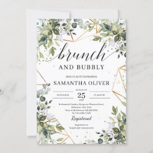 Greenery boho eucalyptus bladeren brunch en bubbly kaart