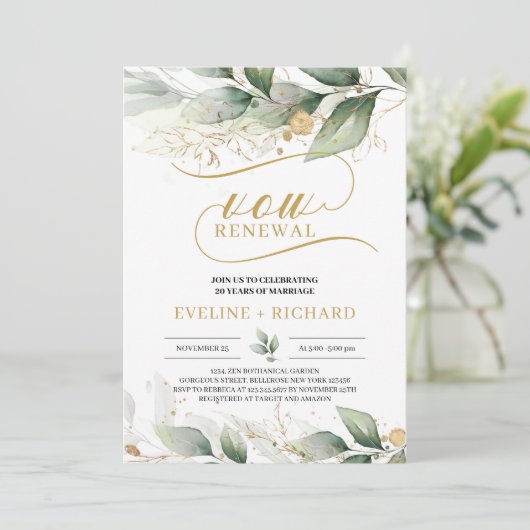 Greenery boho eucalyptus Gold verlaat hernieuwing Kaart (Staand voorkant)
