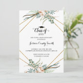 Greenery Boho Eucalyptus Leaves Foto Afstuderen Kaart (Staand voorkant)