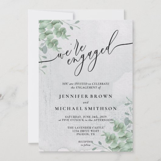 Greenery Boho Eucalyptus Signature Engaged Kaart (Voorkant)
