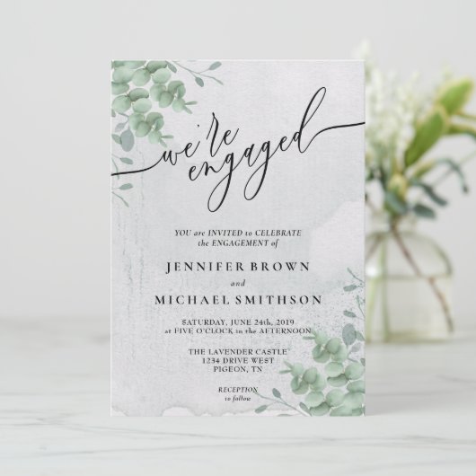 Greenery Boho Eucalyptus Signature Engaged Kaart (Staand voorkant)