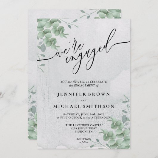 Greenery Boho Eucalyptus Signature Engaged Kaart (Voorkant / Achterkant)