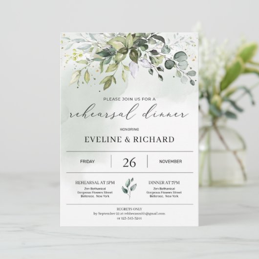 Greenery boho foliage eucalyptus repetitie diner kaart (Staand voorkant)