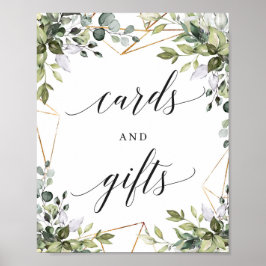 Greenery boho foliage gold cards en giftenteken poster