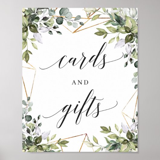Greenery boho foliage gold cards en giftenteken poster (Voorkant)