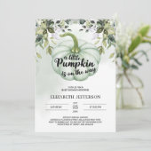 Greenery boho gebladerte kleine pompoen baby showe kaart (Staand voorkant)