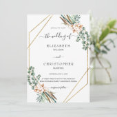 Greenery Boho Geometric Lijst QR Code RSVP Weddens Kaart (Staand voorkant)