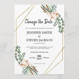 Greenery Boho Gliter Lijst wijzig de datum Kaart