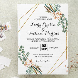 Greenery Boho Glitter Geometric Lijst Wedding Kaart
