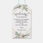 Greenery Boho Glitter Lijst Script Bruiloft Welkom Cadeaulabel (Voorkant)