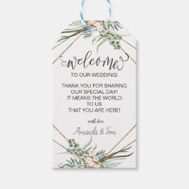 Greenery Boho Glitter Lijst Script Bruiloft Welkom Cadeaulabel