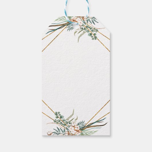 Greenery Boho Glitter Lijst Script Bruiloft Welkom Cadeaulabel (Achterkant)