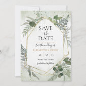 Greenery boho gold geometric watercolour save date kaart (Voorkant)