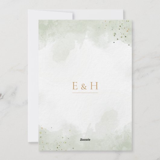 Greenery boho gold geometric watercolour wedding kaart (Achterkant)