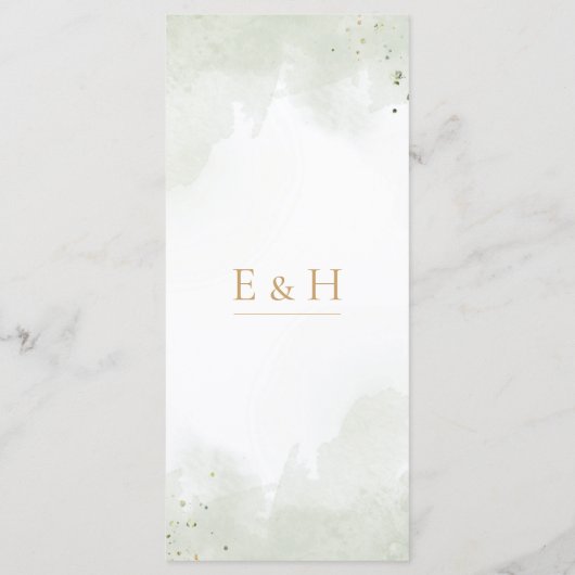 Greenery boho gold geometric watercolour wedding menu (Achterkant)